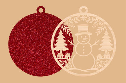 Snowman Christmas Ornament Laser Cut SVG