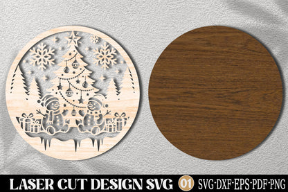 Snowman Christmas Tree Laser Cut SVG | Christmas Ornament Snowman SVG Design
