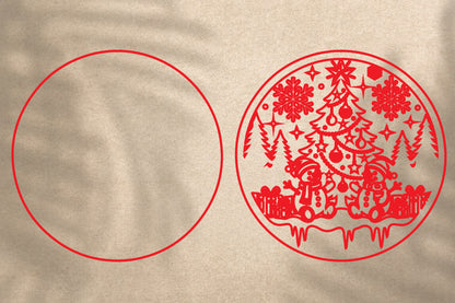 Snowman Christmas Tree Laser Cut SVG | Christmas Ornament Snowman SVG Design