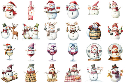 Snowman Christmas Wine PNG Sublimation Bundle