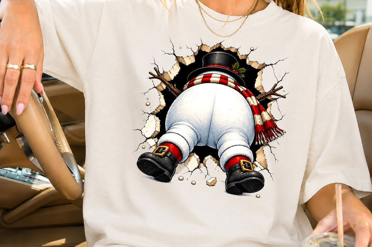 Snowman Front and Back Christmas PNG Funny Holiday Design