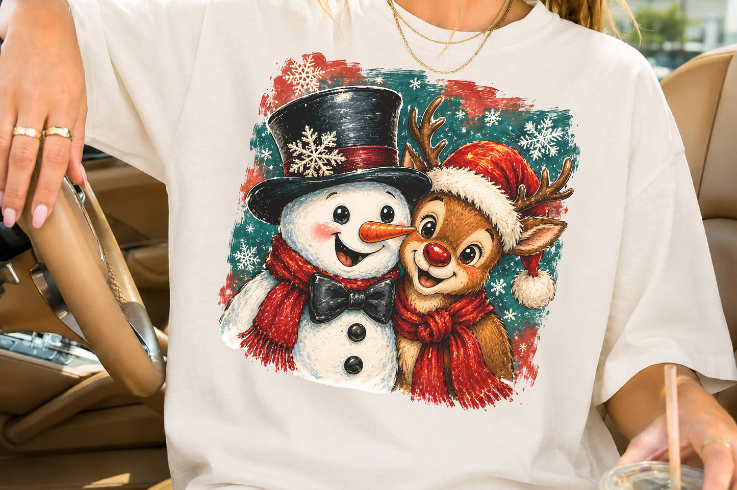 Snowman Reindeer Christmas PNG Cute Winter Holiday