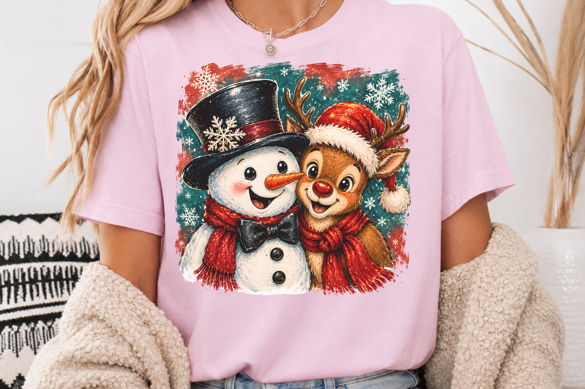 Snowman Reindeer Christmas PNG Cute Winter Holiday