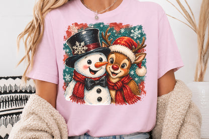 Snowman Reindeer Christmas PNG Cute Winter Holiday