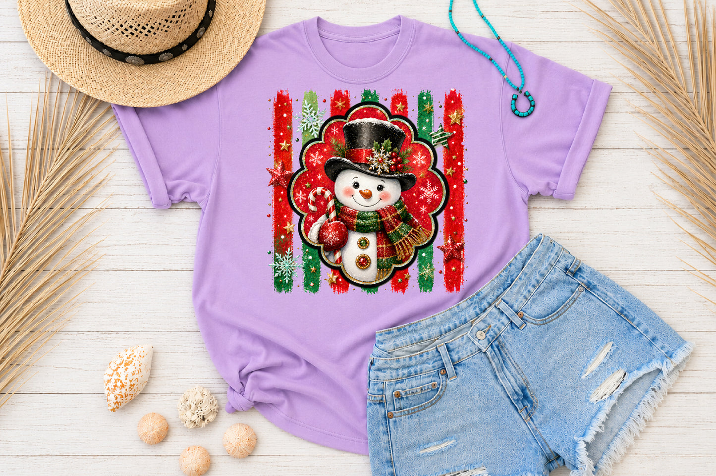 Cute Snowman Top Hat PNG Christmas Candy Cane Winter Sublimation Design