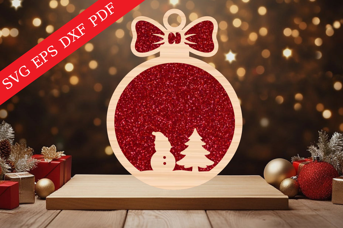 Snowman and Christmas Tree Ornament SVG