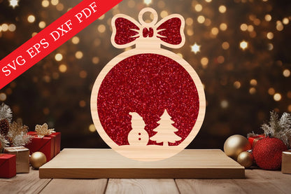 Snowman and Christmas Tree Ornament SVG