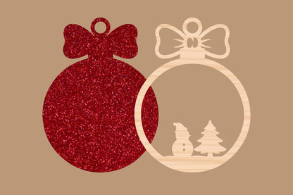 Snowman and Christmas Tree Ornament SVG