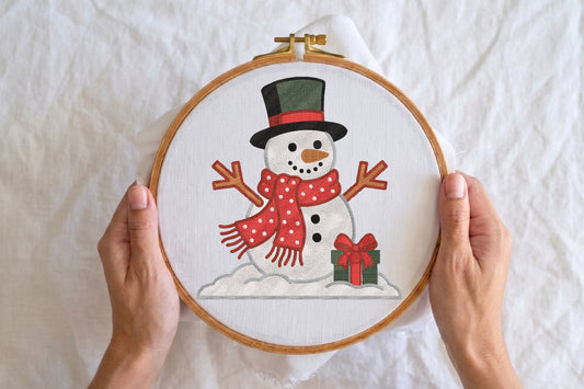 Snowman Embroidery Design – Cute Christmas Snowman Machine Embroidery Pattern, Winter Holiday Embroidery Design