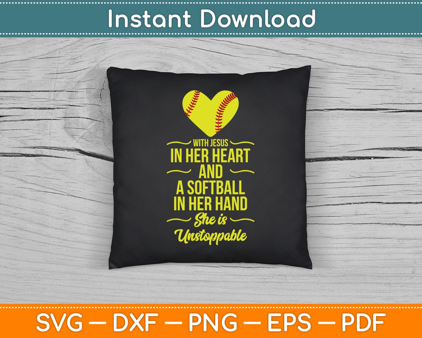 Softball With Jesus In Her Heart Softball Pitcher SVG Digital Cutting File