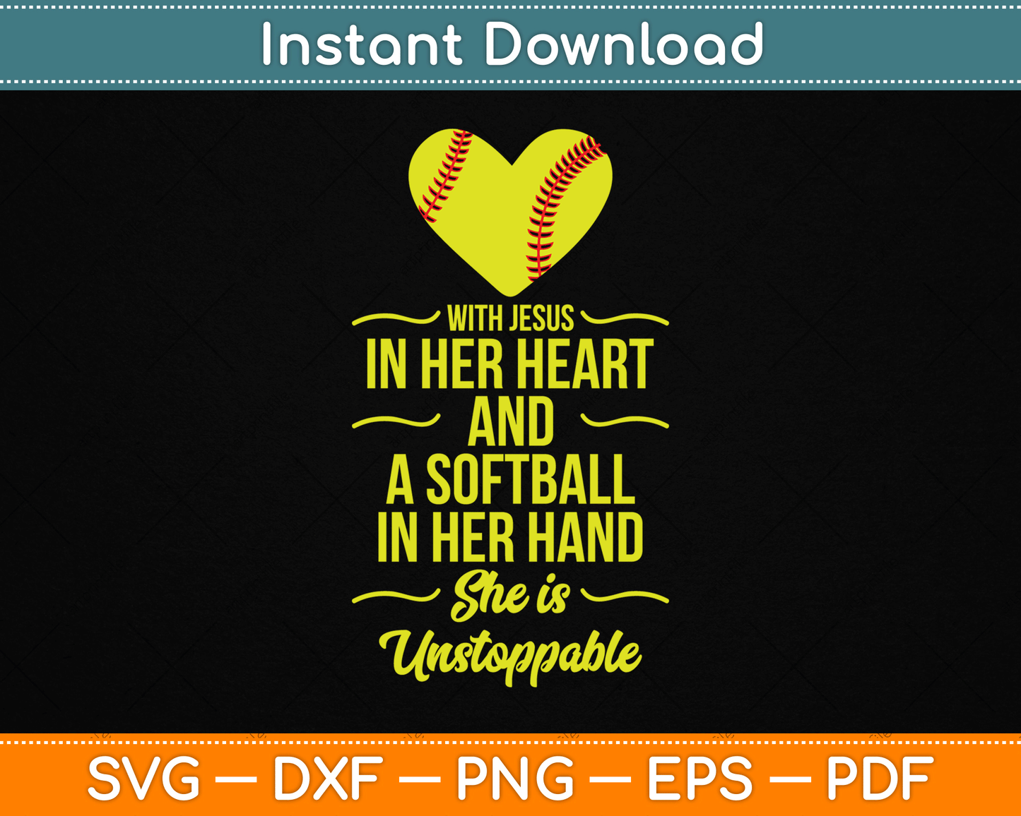 Softball With Jesus In Her Heart Softball Pitcher SVG Digital Cutting File