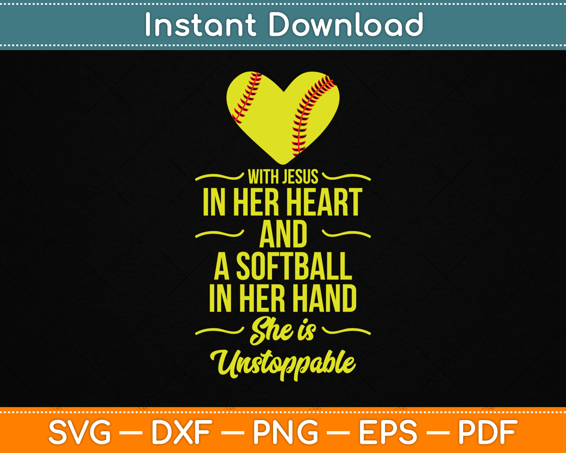 Softball With Jesus In Her Heart Softball Pitcher SVG Digital Cutting File