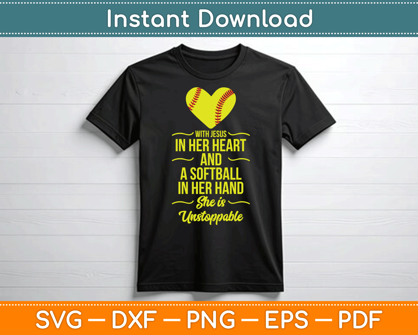 Softball With Jesus In Her Heart Softball Pitcher SVG Digital Cutting File