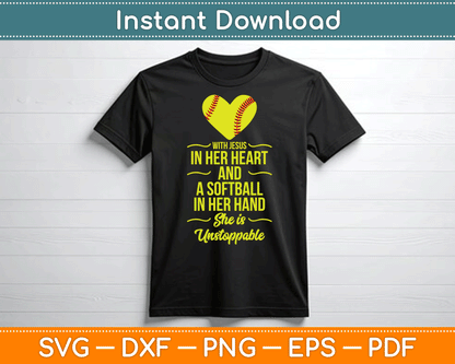 Softball With Jesus In Her Heart Softball Pitcher SVG Digital Cutting File