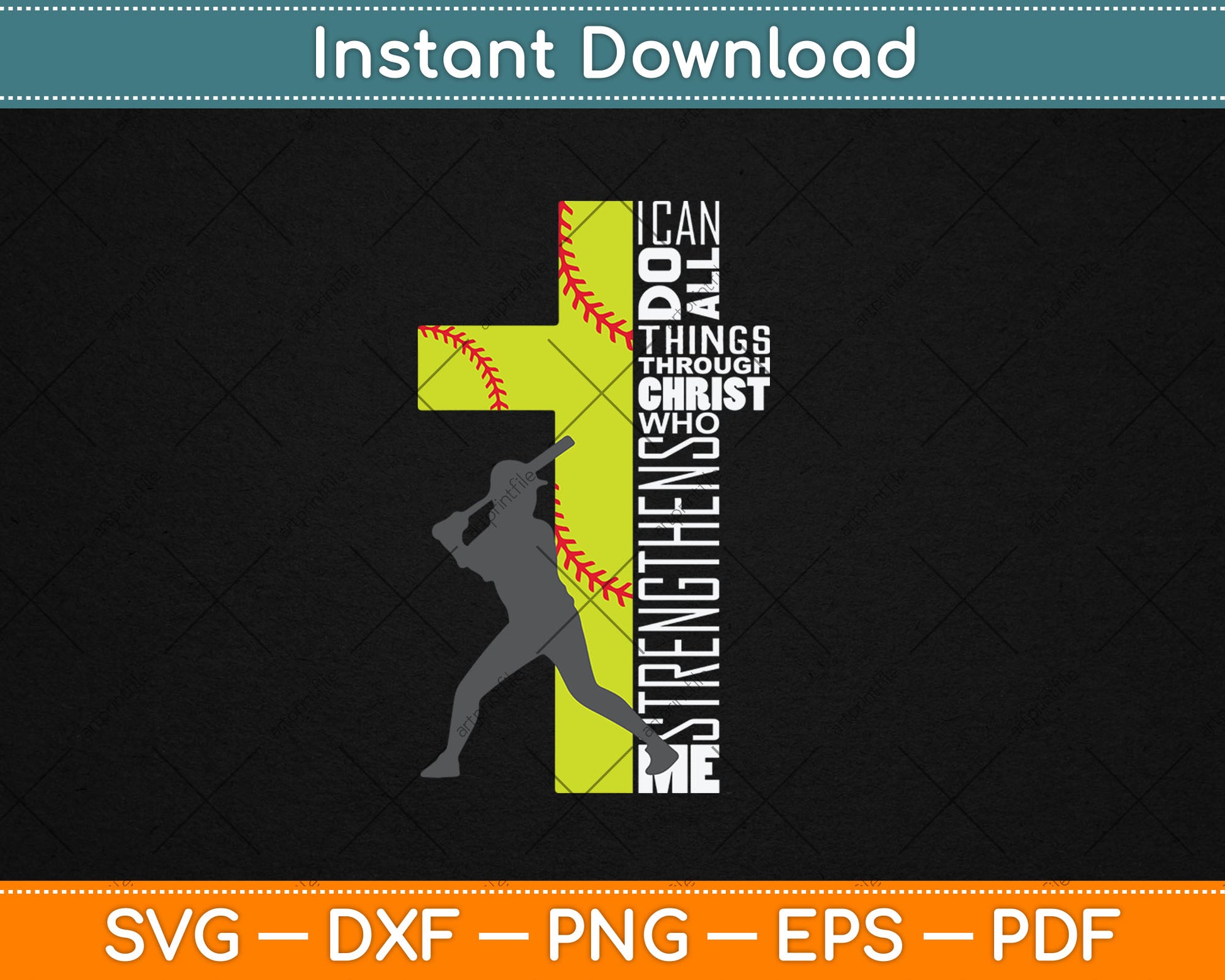 Softball Gifts Players Teen Girls Women Christian Religious Svg Digital Cutting File