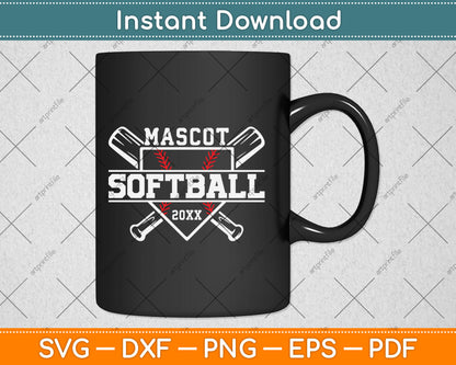 Softball Mascot Softball Team Template Svg Digital Cutting File