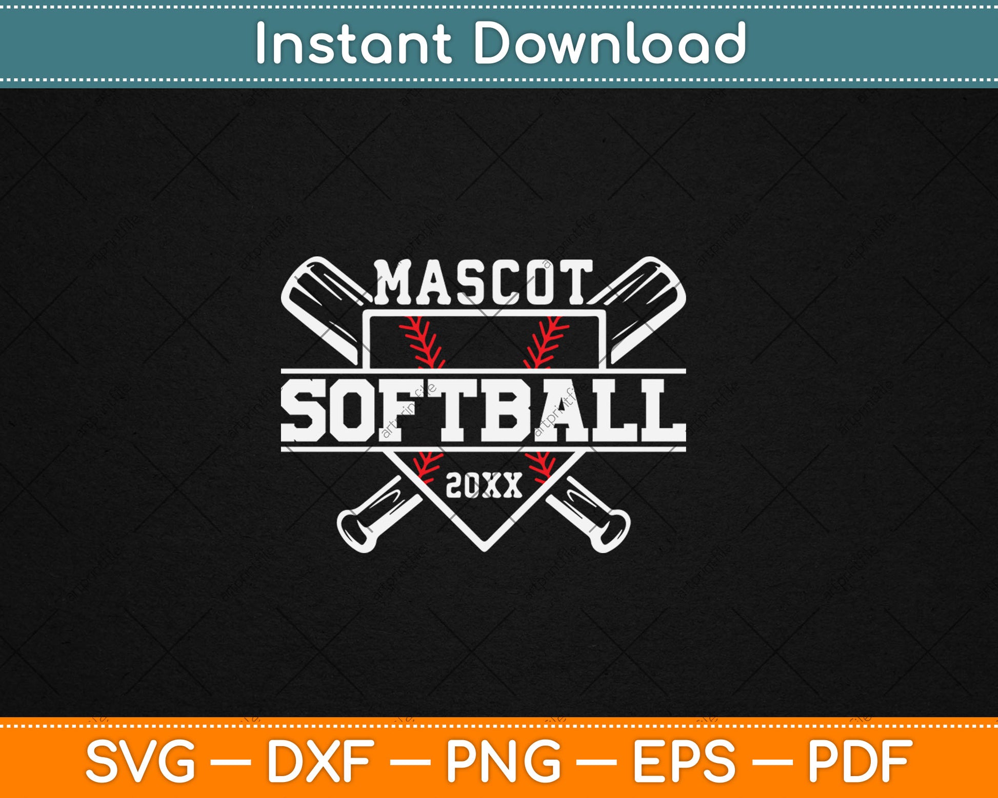 Softball Mascot Softball Team Template Svg Digital Cutting File