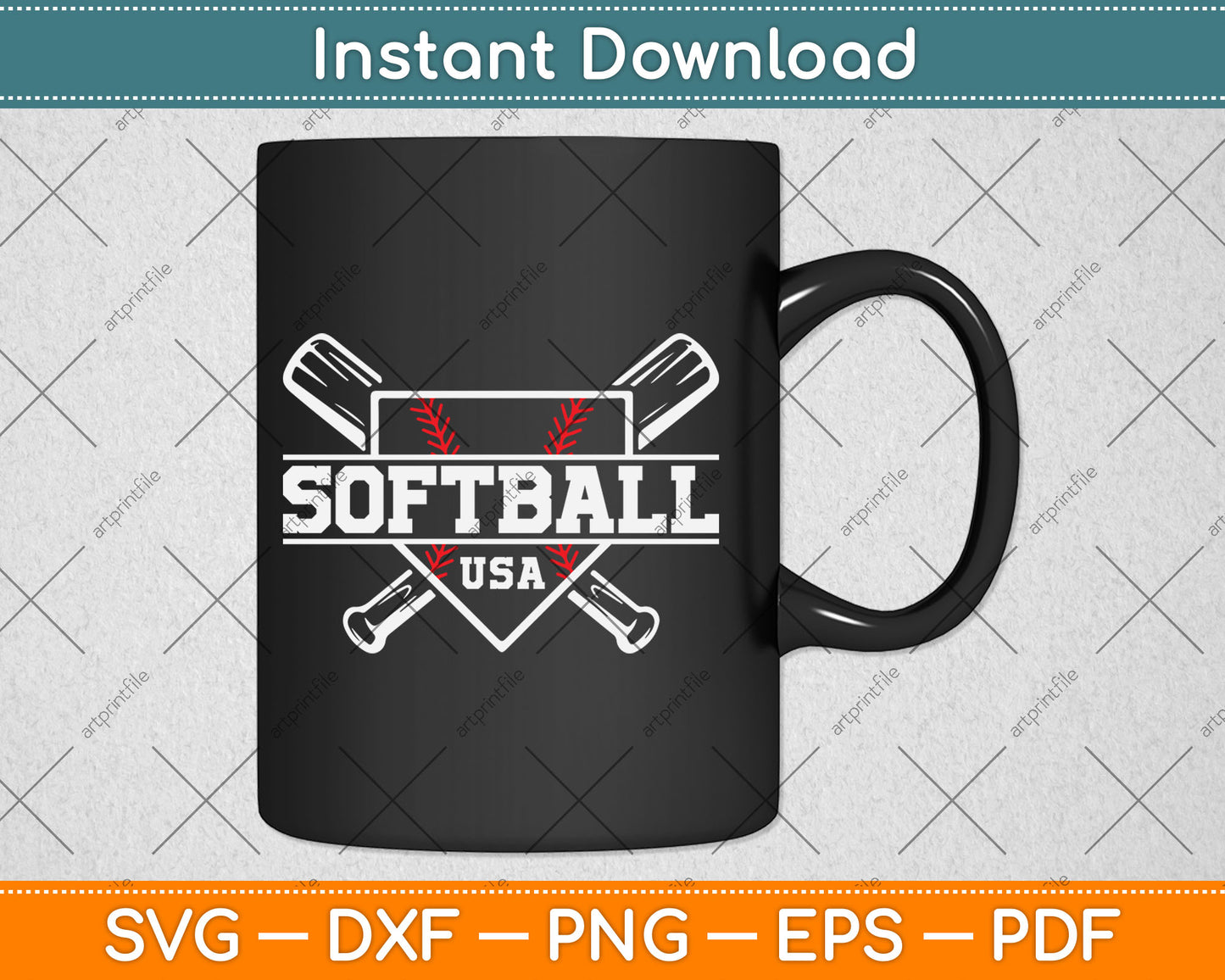 Softball USA Support The Team USA Flag Svg Digital Cutting File