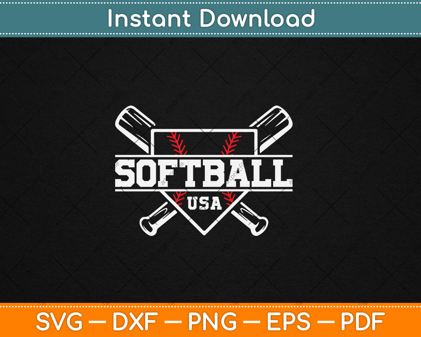 Softball USA Support The Team USA Flag Svg Digital Cutting File
