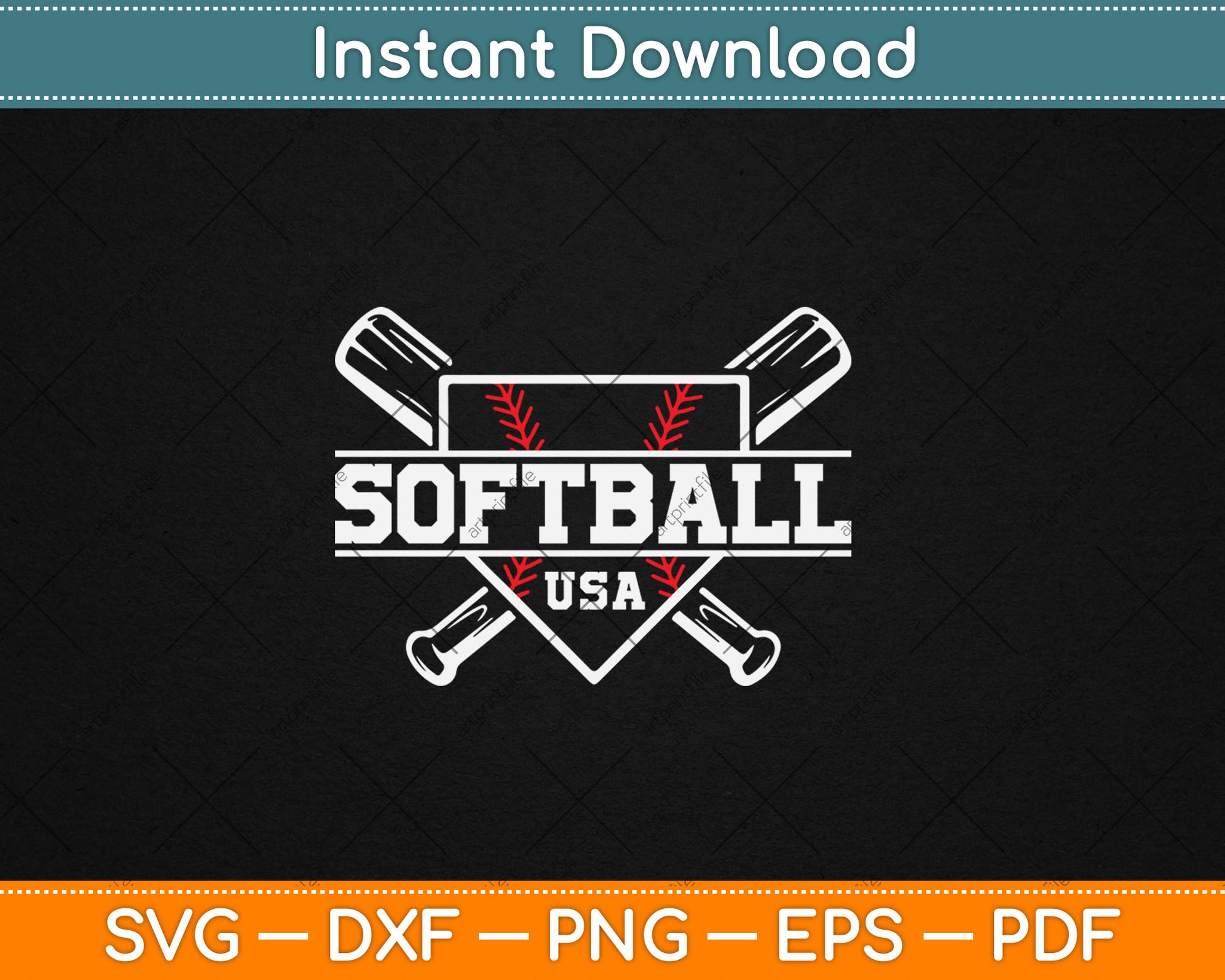 Softball USA Support The Team USA Flag Svg Digital Cutting File