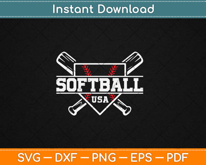 Softball USA Support The Team USA Flag Svg Digital Cutting File