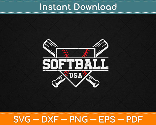 Softball USA Support The Team USA Flag Svg Digital Cutting File