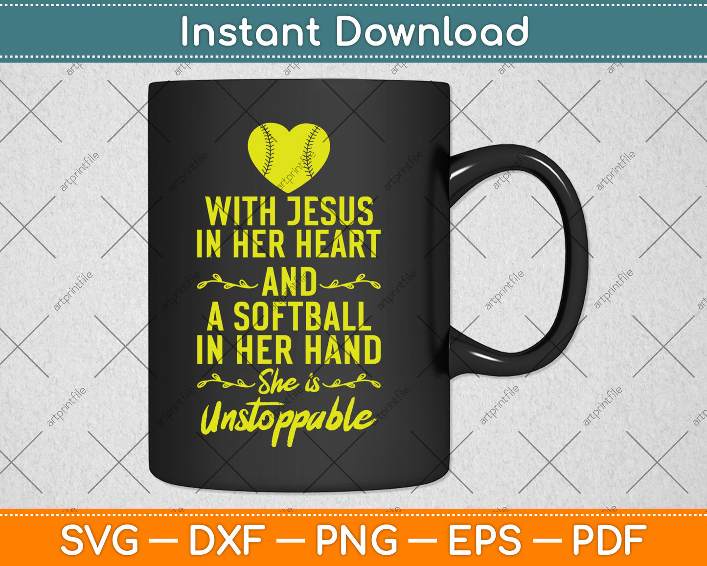 Softball With Jesus In Her Heart Softball Pitcher Svg Digital Cutting File