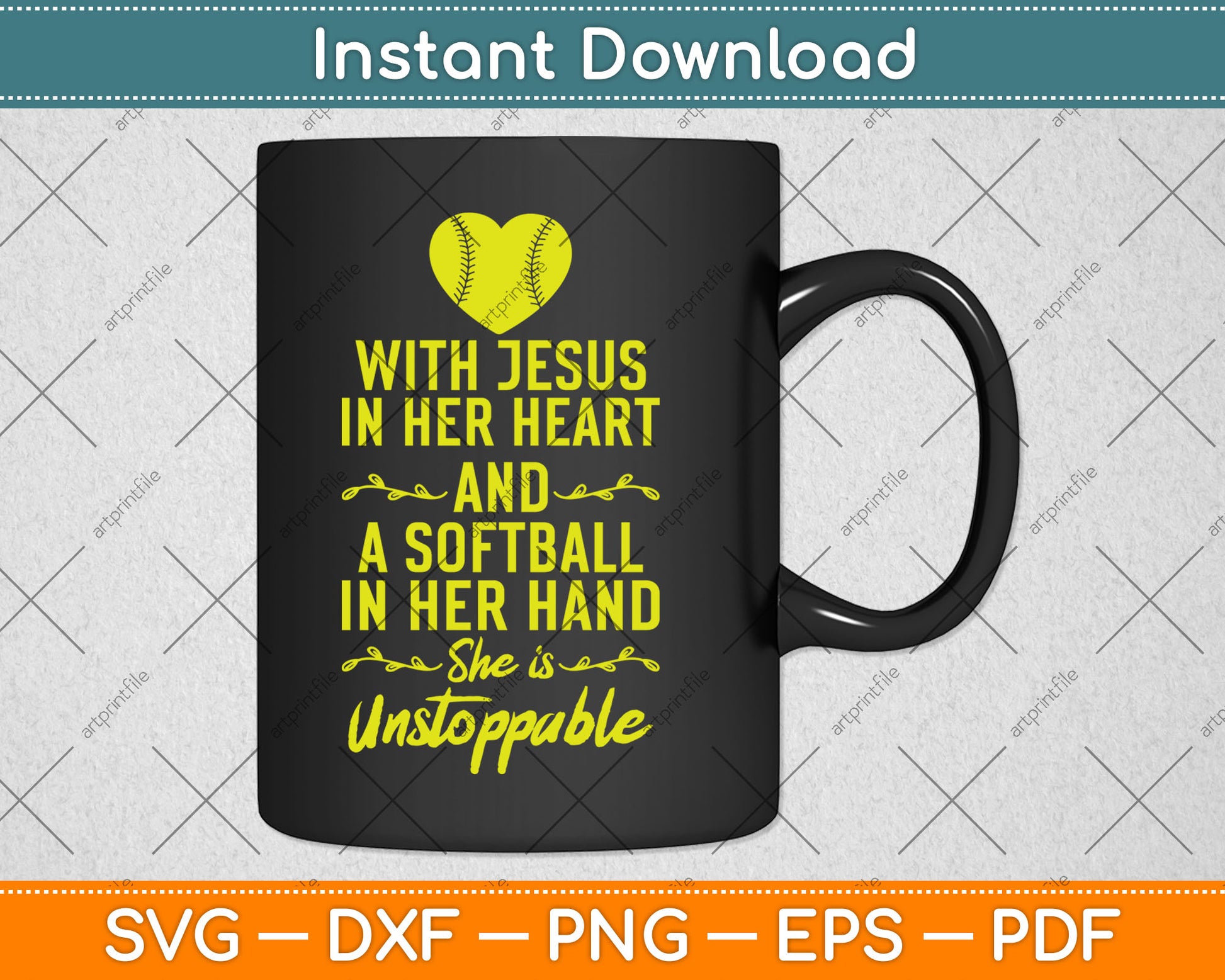 Softball With Jesus In Her Heart Softball Pitcher Svg Digital Cutting File