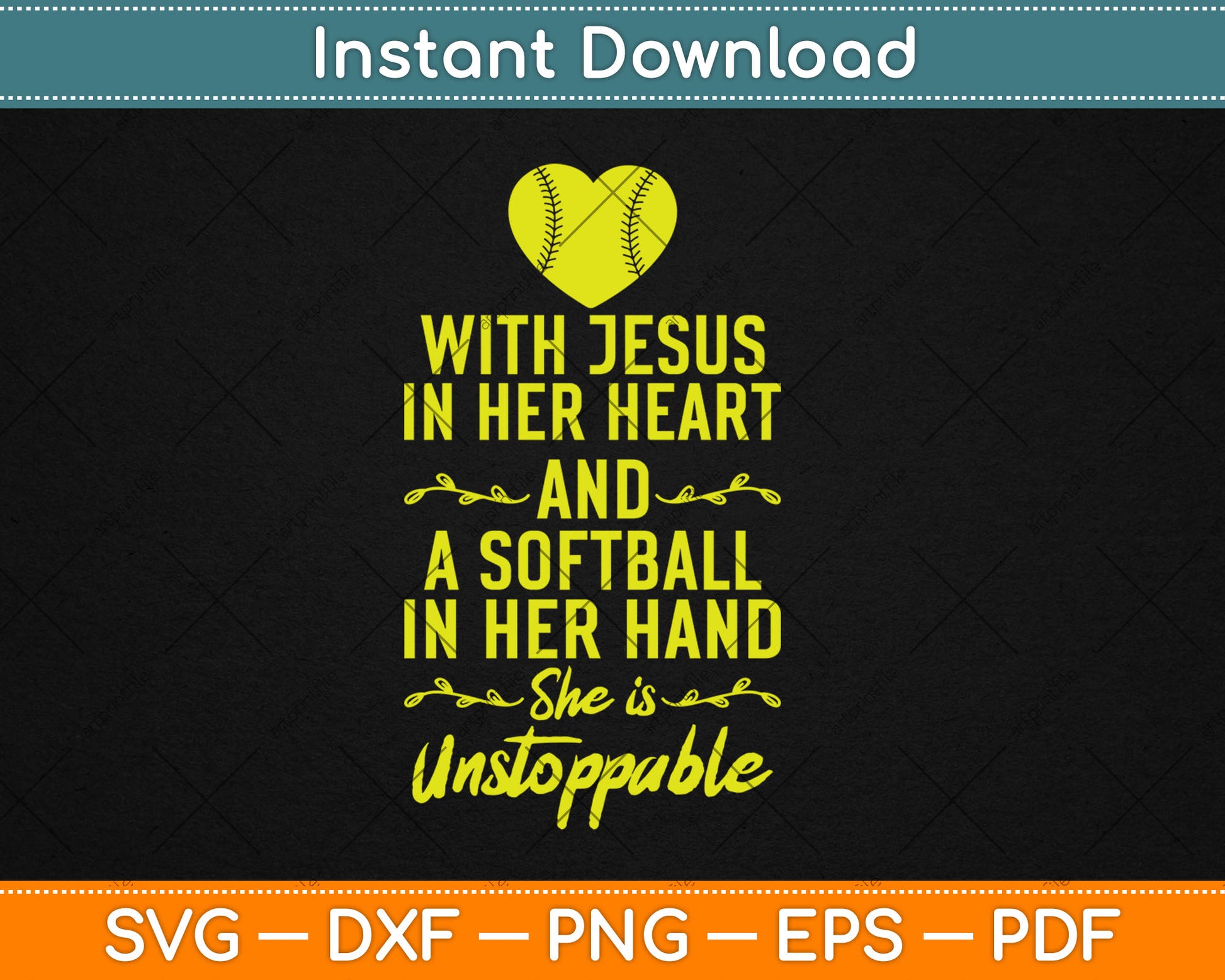 Softball With Jesus In Her Heart Softball Pitcher Svg Digital Cutting File