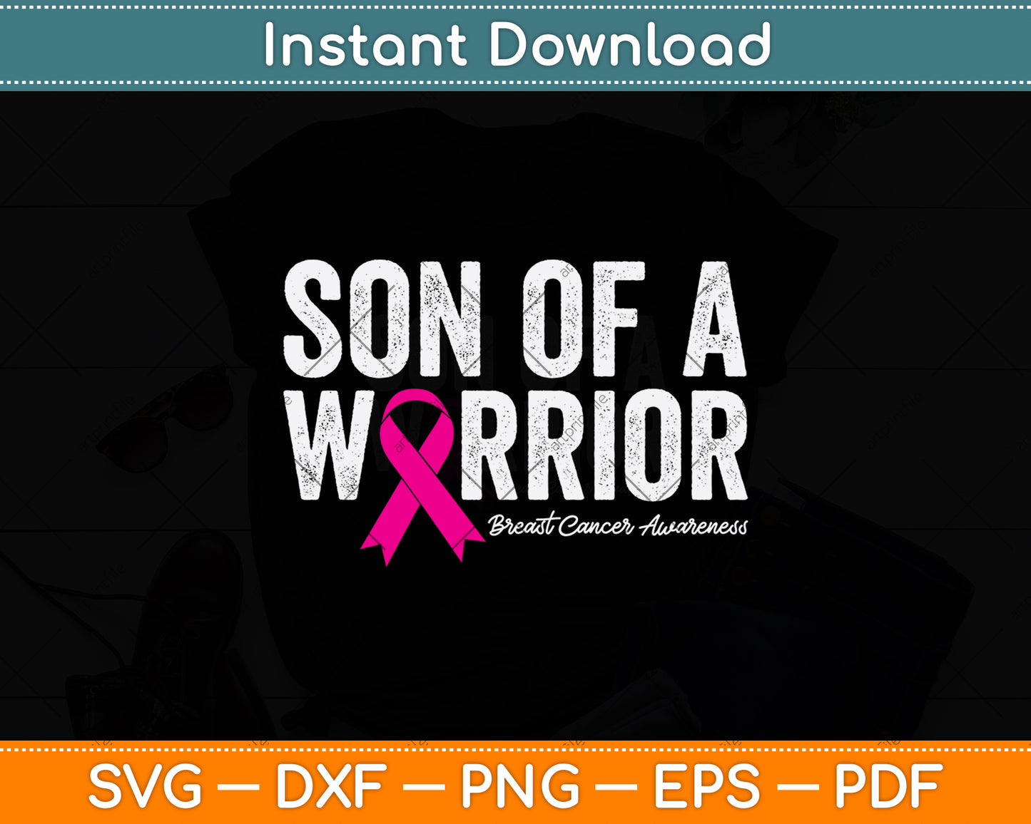 Son Of A Warrior Breast Cancer Awareness Svg Png Dxf Digital Cutting File