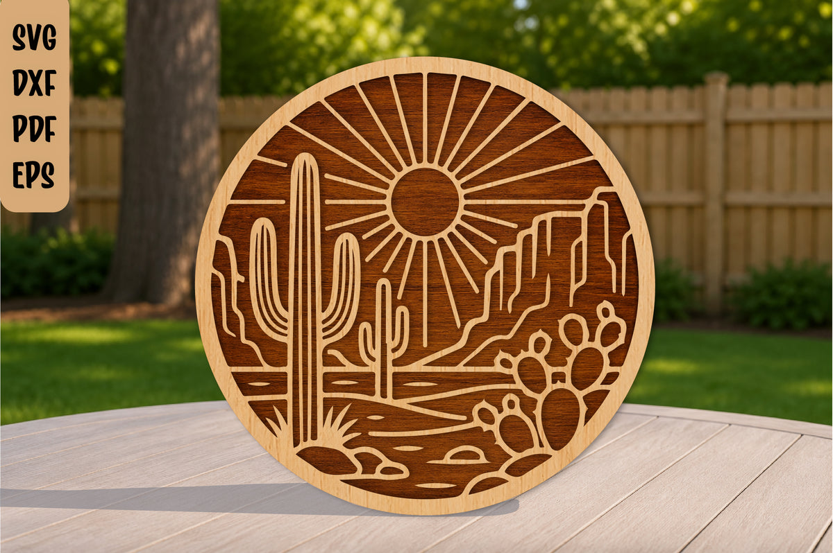 Southwestern Desert Cactus Laser Cut SVG