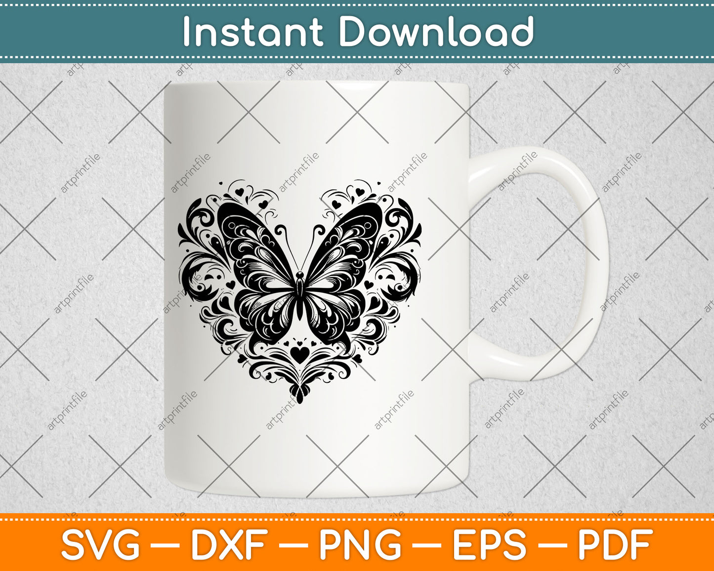 Sparkly Heart Butterfly Svg Digital Cutting File
