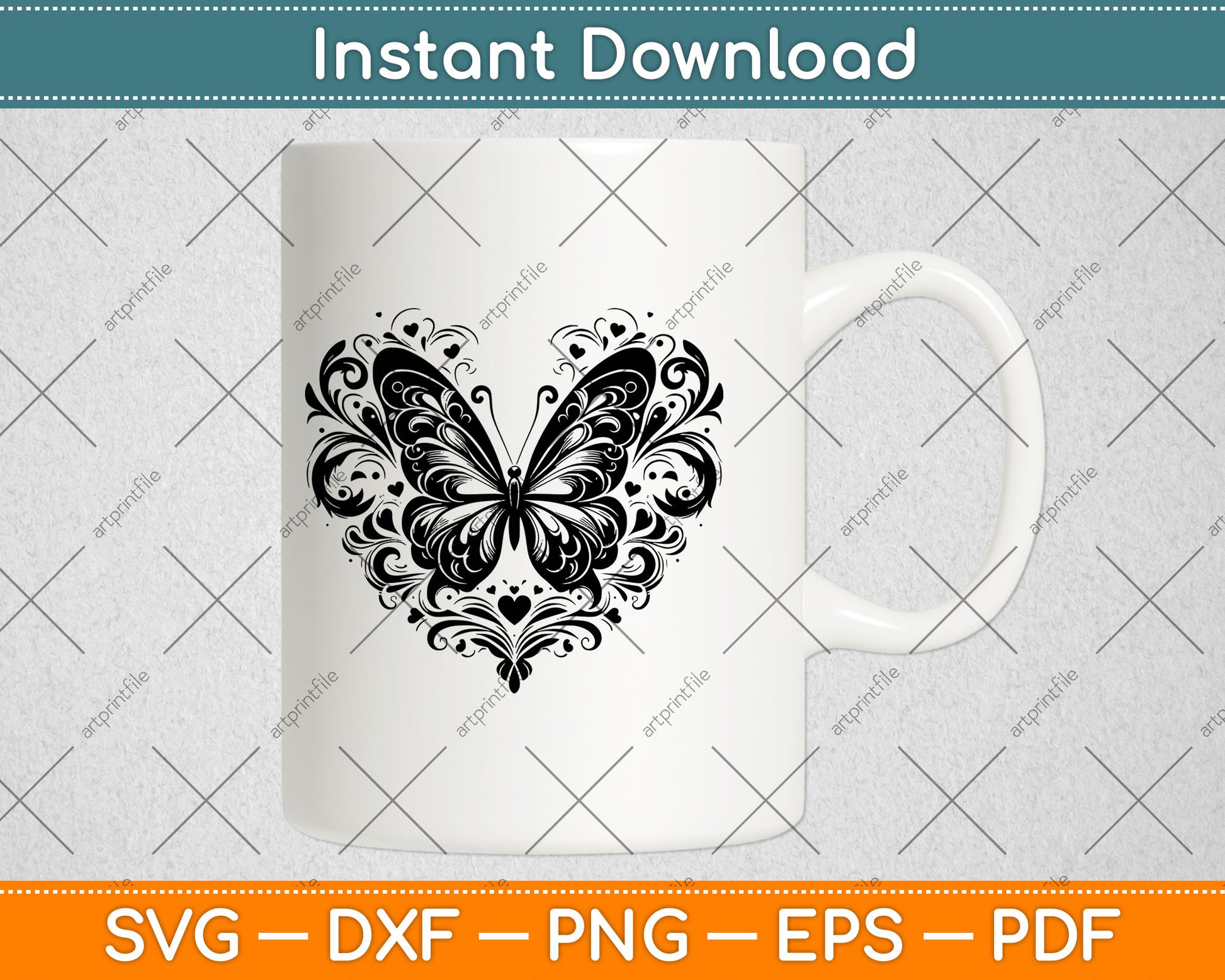 Sparkly Heart Butterfly Svg Digital Cutting File