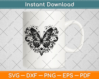Sparkly Heart Butterfly Svg Digital Cutting File