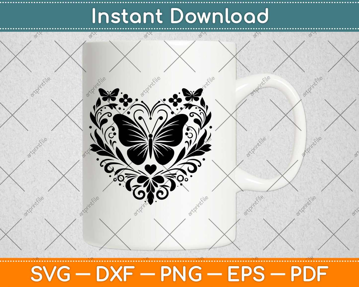 Sparkly Heart Butterfly Svg Vector Digital Cutting File