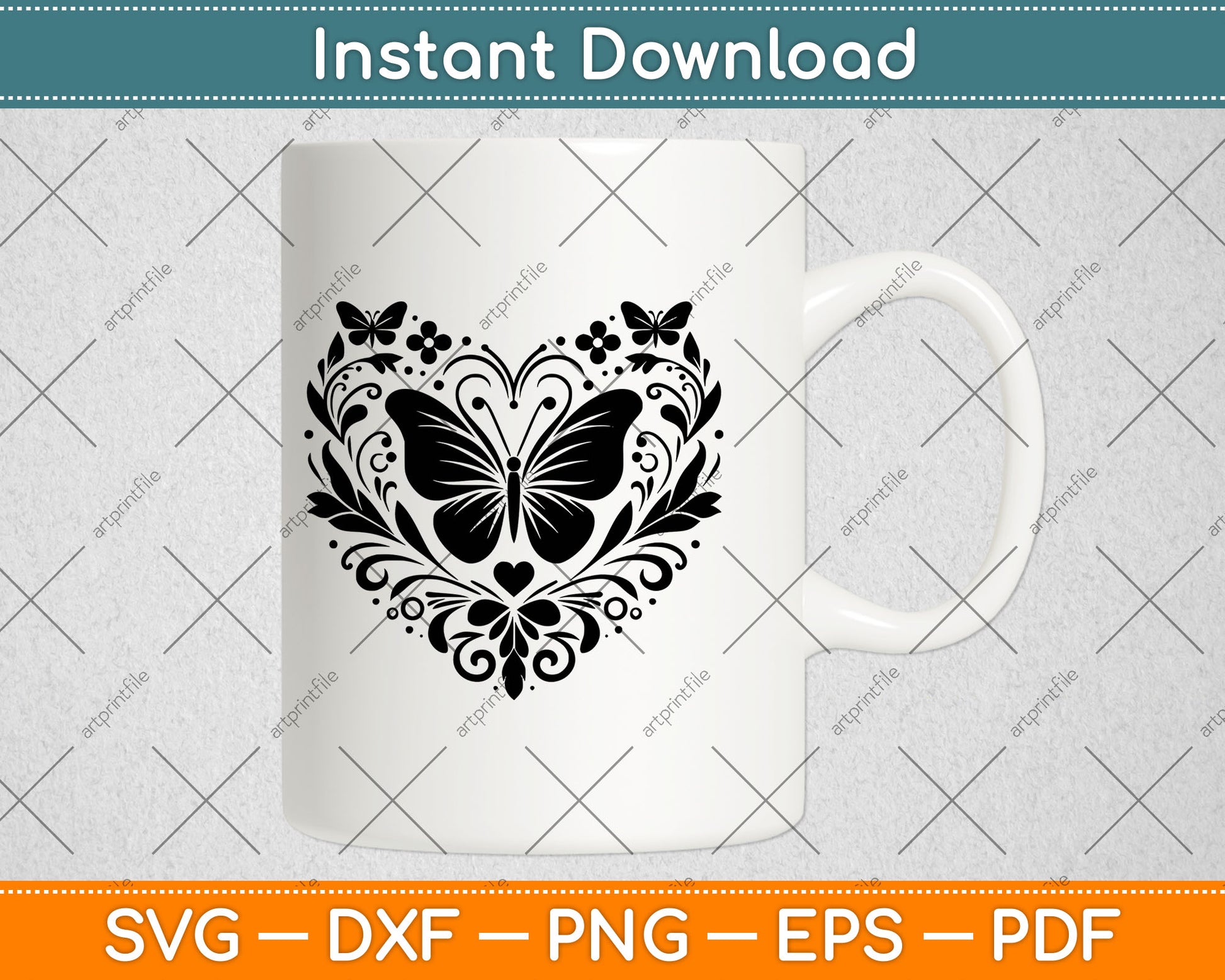 Sparkly Heart Butterfly Svg Vector Digital Cutting File