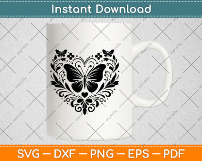 Sparkly Heart Butterfly Svg Vector Digital Cutting File