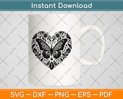 Sparkly Heart Butterfly Svg Png Dxf Digital Cutting File