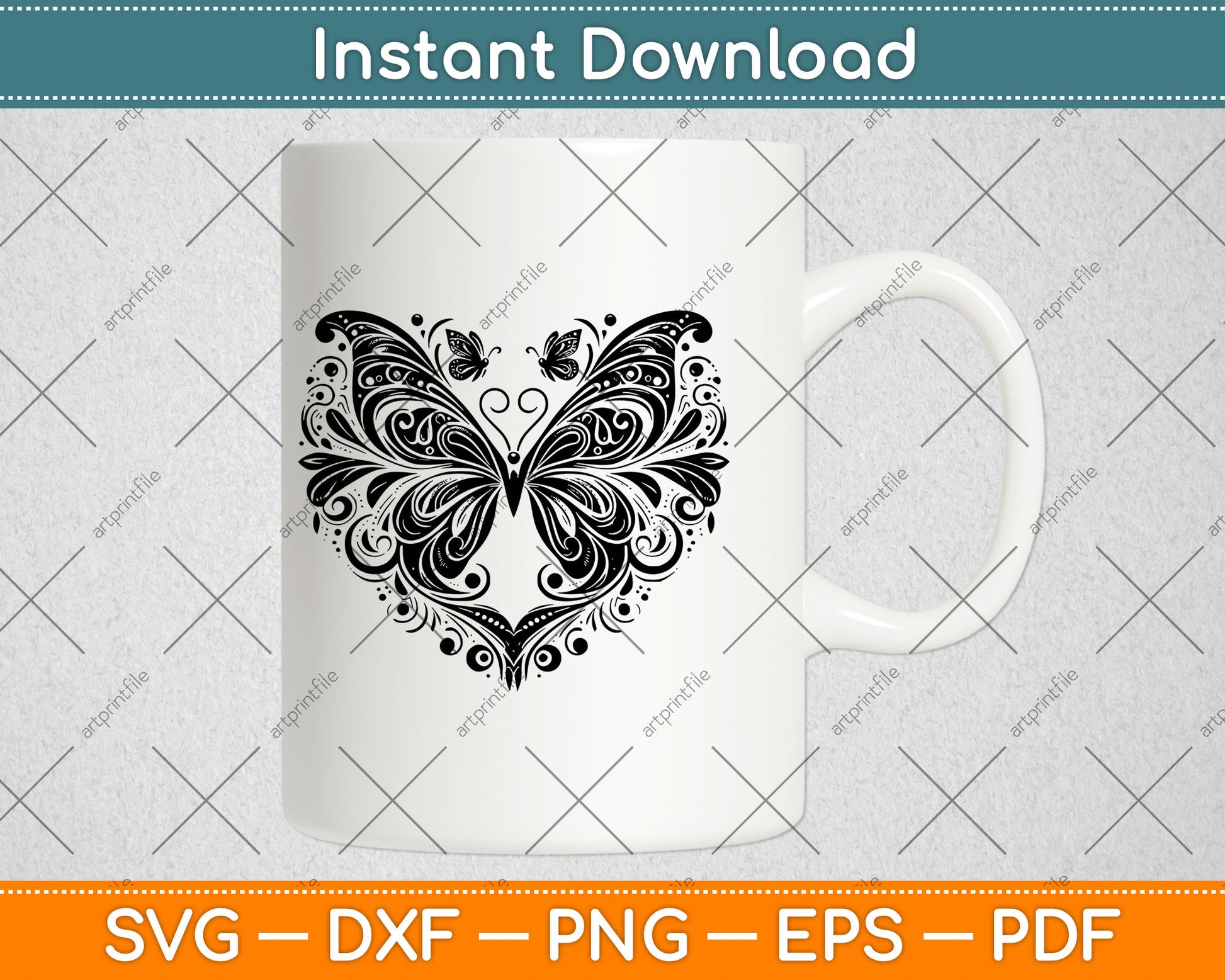 Sparkly Heart Butterfly Svg Design Digital Cutting File