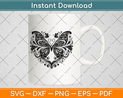 Sparkly Heart Butterfly Svg Design Digital Cutting File