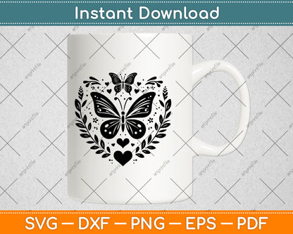 Sparkly Heart Butterfly Svg Design Cutting File