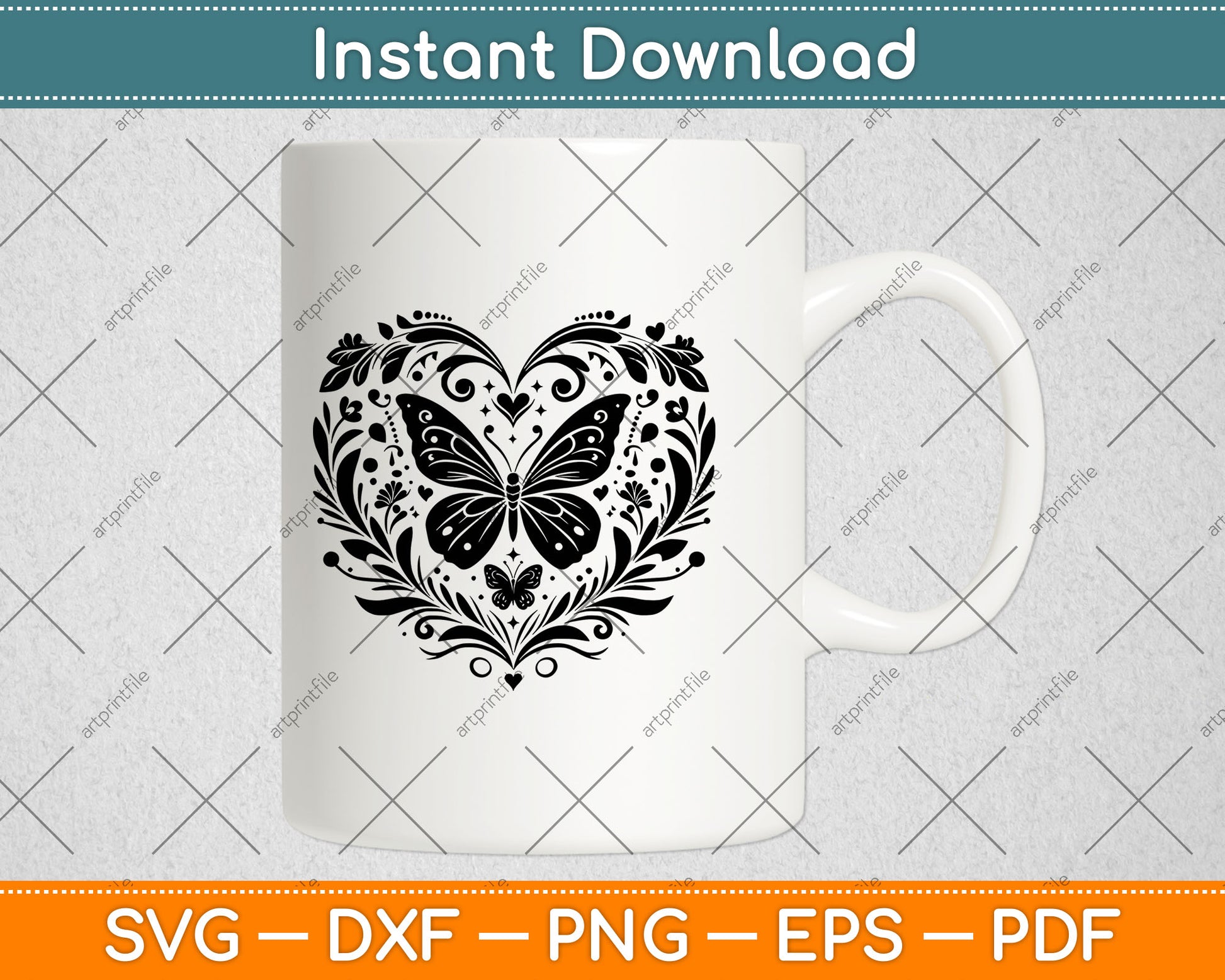 Sparkly Heart Butterfly Svg Png Digital Cutting File