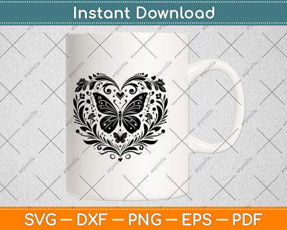 Sparkly Heart Butterfly Svg Png Digital Cutting File