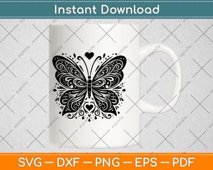 Sparkly Heart Butterfly Svg Digital Cutting File