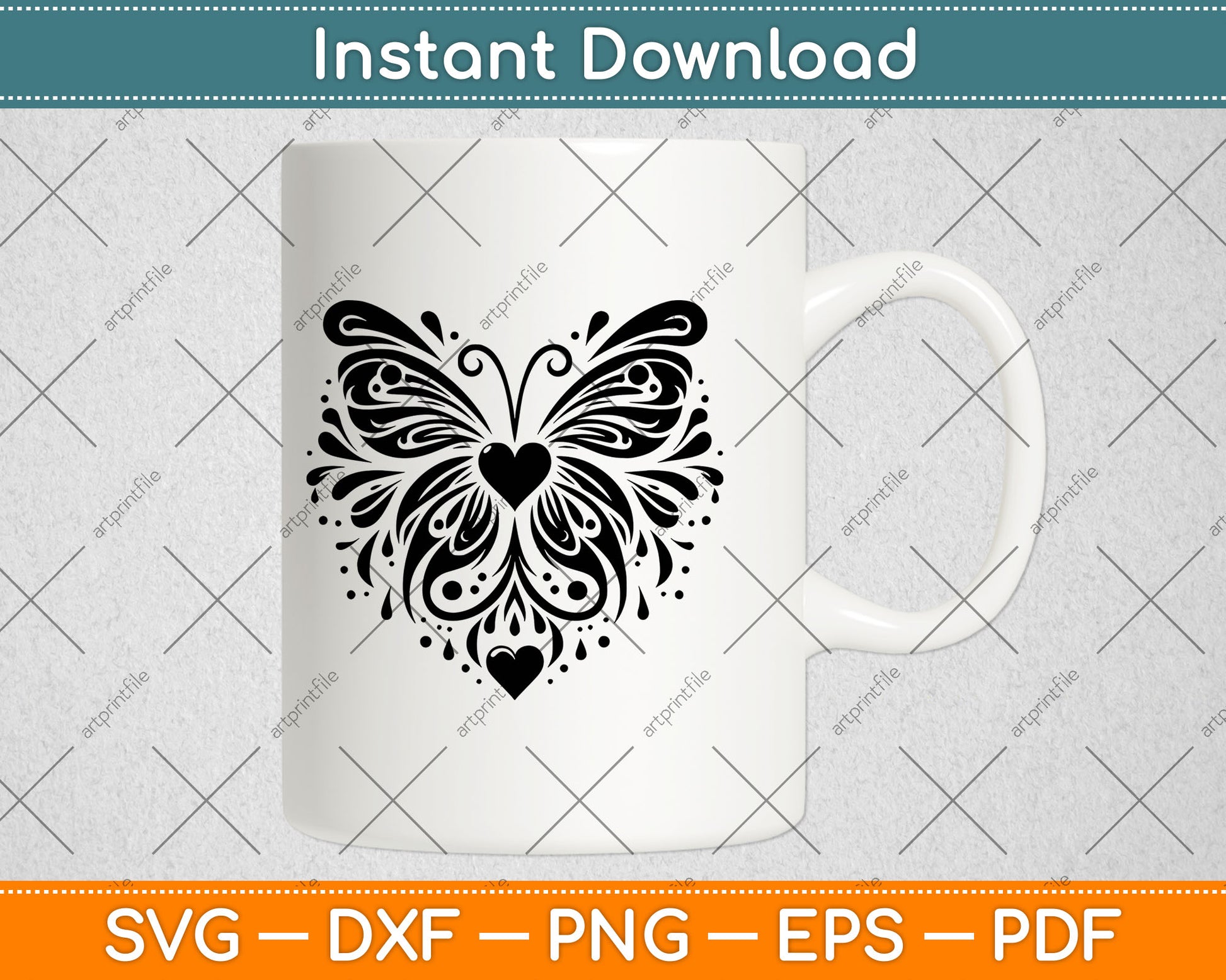 Sparkly Heart Butterfly Svg Digital Cutting File