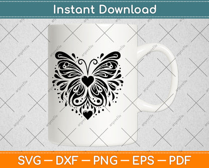 Sparkly Heart Butterfly Svg Digital Cutting File