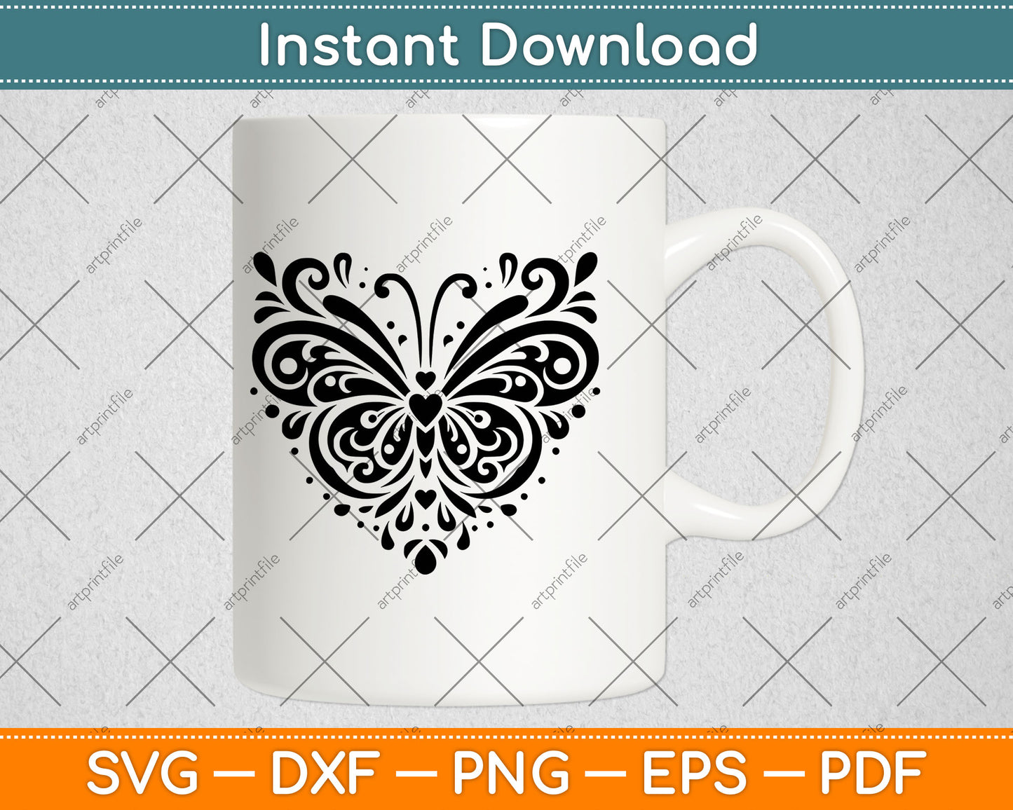 Sparkly Heart Butterfly Svg Digital Cutting File