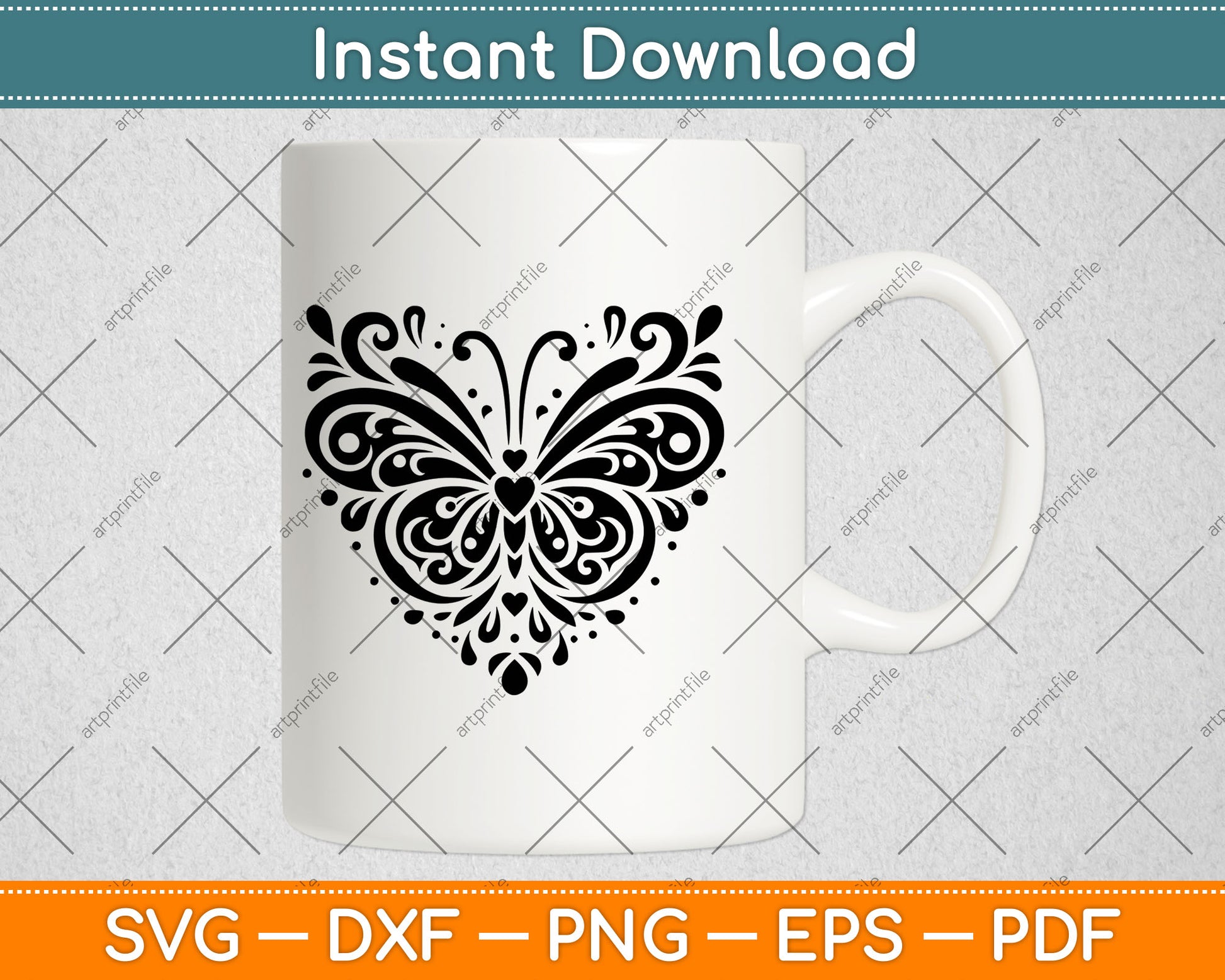 Sparkly Heart Butterfly Svg Digital Cutting File