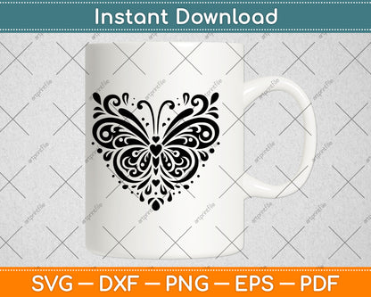 Sparkly Heart Butterfly Svg Digital Cutting File