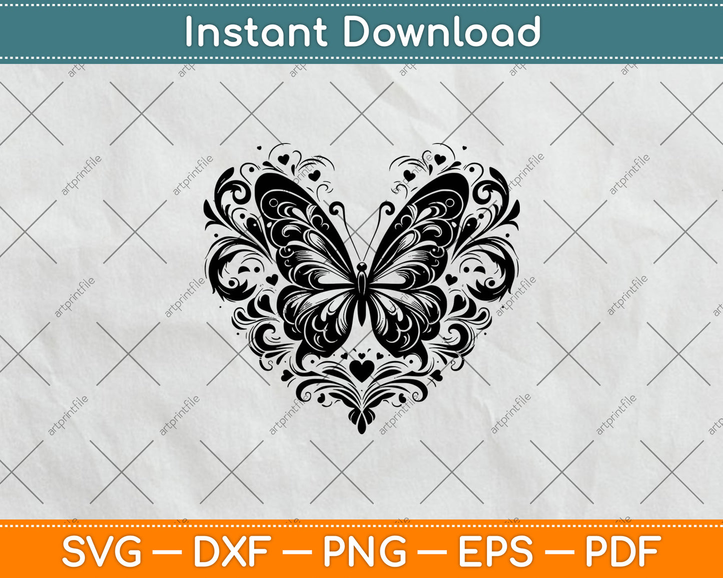 Sparkly Heart Butterfly Svg Digital Cutting File